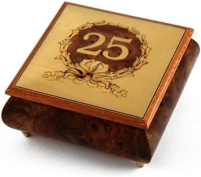 Изработени Ръчно Музикална Ковчег за бижута във формата на 30 Банкноти на 25-та годишнина или Рожден Ден в Рамка с Орнаменти - Панаир в Скарбъро