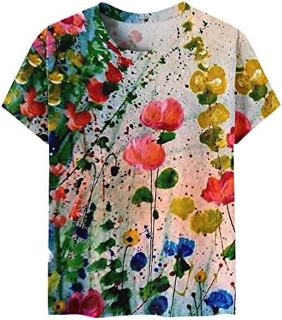 Облекло в памучна Блуза с Кръгло Деколте и Графичен Дизайн Свободно за Намаляване на Късна Закуска, Тениска за Жени, Блуза, с Къс Ръкав, Есен-Лято, Женски 5 ПЕНСА 5 ПЕНСА