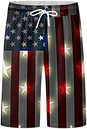 Мъжки Графични Шорти на Деня на Независимостта с Завязками на Талията, Патриотичен Принт на Американското, Летни Плажни къси Панталони с Джобове