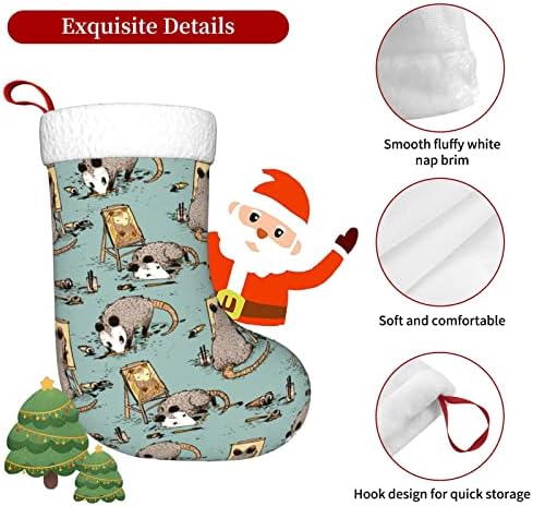 Yoigng Красиви Коледни Чорапи С Опоссумом, Коледни Чорапи, Класически Празнична Украса, Окачен Чорап За Камина