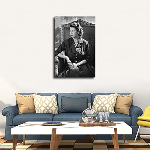 Коронацията на Кралица Елизабет Черно-Бял Мемориален Плакат Платно Картини Печат на Стенно Изкуство за Всекидневна Декор на Спалнята (Без рамка, 16x24 инча)