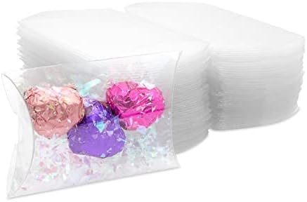 Склад плюс малки кутии от прозрачна пластмаса, за да възглавници за бонбони, подаръци за партита (2,75 x 2.5, 100 опаковки)
