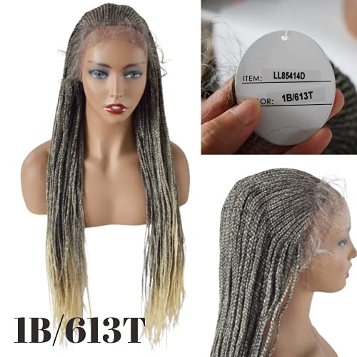 Curve Hair Micro Box Twist ръчно Плетени Меки Швейцарски Перуки на Дантели Отпред за черни жени, Естествени, Леки Синтетични Канекалон Премиум Качество с Детски коса 31 инча(ите), черен Blond, цвят Омбре ( 1B/613T)