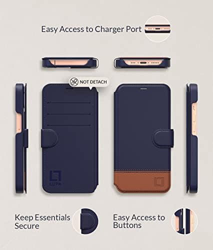 Чанта-портфейл LUPA Legacy за iPhone 11 за жени и мъже - Калъф с държач за карти - [Тънък и здрав] - Изкуствена кожа -Флип калъф за мобилен телефон - Обхваща портмонето i Phone 11 - Кор