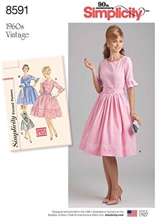 Лесна US8591PS Модел за шиене пури в ограничени бройки Модни женски рокли на 1960-те години, с размери 12-20