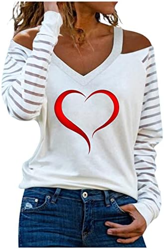 Лятна Есенна Тениска Лейди С Открити Рамене 2023, Модни Памучен Тениска с Дълъг Ръкав и V-Образно деколте, Графична Блуза Свободно, Намаляване, Риза за Момичета 7D