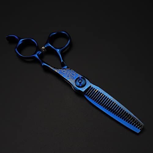 Ножица за подстригване на коса, 6-инчов професионален престижна ножици Сини дамасские ножица за подстригване на коса фризьорски инструменти за рязане филировочные ножици фризьорски ножици (Цвят: Филировочные ножици)