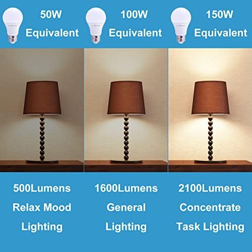 3-Лентови led лампи Scheinenda А21 (4 бр.), което е равно на 50 100 150 W, идеален за четене, топло бяло (3000 К), обикновена лампа E26 за помещения, енергийна ефективност, 20 W, 2200 Лумена