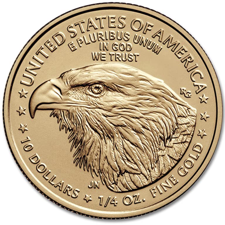 2023 Без знака на ментата Монета в златни кюлчета Американски орел с тегло 1/4 унция, Лъскава, без лечение, в оригиналната кутия, Монетен двор на Съединените Щати и сертификат за автентичност $10 на Продавача БУ