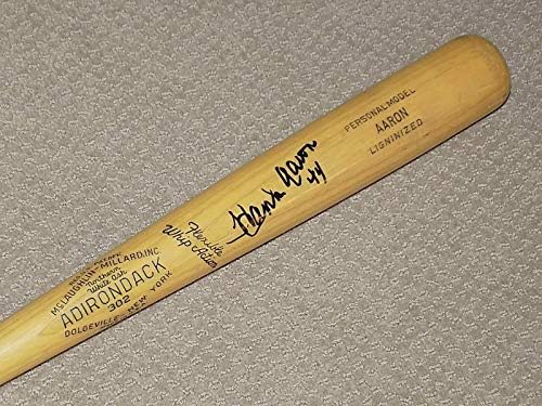 Нов Ера Ханк Аарон Адирондака Подписа Детска прилеп Atlanta Braves HOF JSA - MLB Bats С Автограф