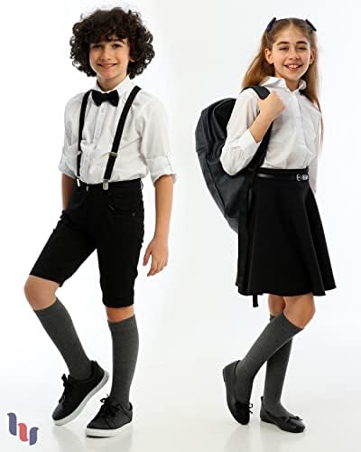 Бамбукови чорапи Hugh Ugoli до коляното за момичета, Момчета и деца, Обикновена Дълги Чорапи за училищна униформа от 3 до 14 години, 3 чифта