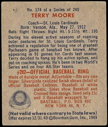 1949 Боуман 174 Тери Мур Сейнт Луис Кардиналс (Бейзболна картичка) VG/БИВШ Кардиналс
