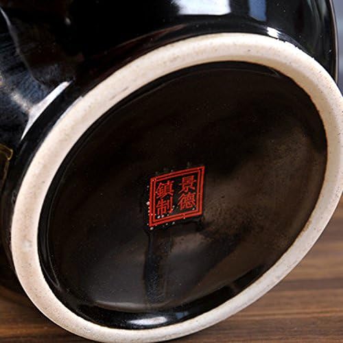 Linshing Порцеланов контейнер за вино и вода в древнекитайском стил Linshing с капак 景德文陶瓷酒坛子子 (0,5 л - Уплътнение от плат и въжета)