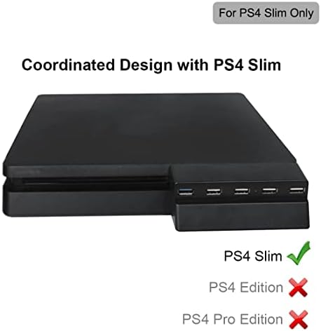 USB-хъб за PS4 Slim 5 портове (1x USB 3.0 и 4x USB 2.0) USB-удължител, Допълнителни USB портове USB сплитер-удължител за Playstation PS4 Slim (само за PS4 Slim, не е за PS4)