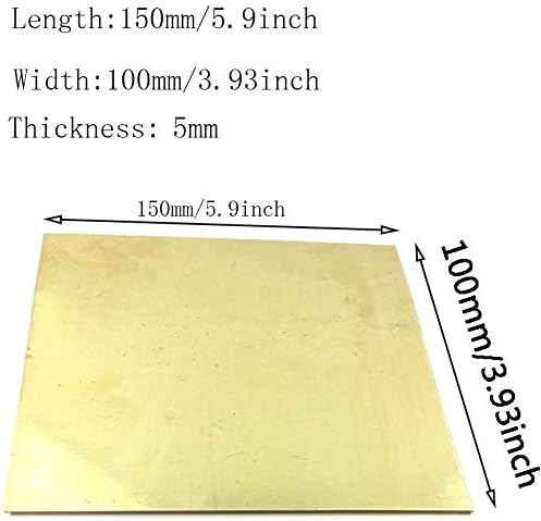 YIWANGO Месинг Ламарина, метал, от мед Лист, Охлаждащ Промишлени Материали H62 Cu Дебелина 5 мм, с 5 100 150 мм Чист Меден лист