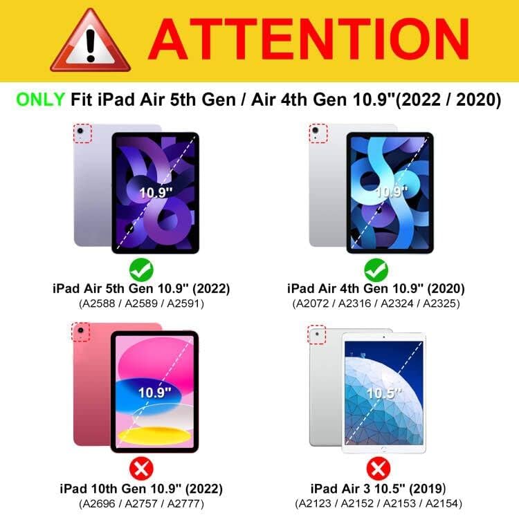Калъф Fintie SlimShell за iPad Air 5-то поколение (2022) / iPad Air 4-то поколение (2020 г.) 10,9 инча - Гъвкава делото-поставка от мека TPU с държач за моливи, автоматичен режим на заспиване/събуждане, Композиция Lilac