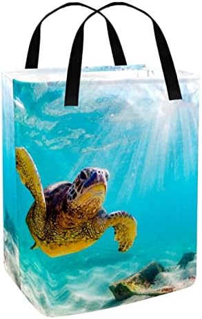 Кошница DJROW Хавайски Зелена Морска Костенурка, Пътуващ по-Висок Складному Кутия за дрехи с Дръжки, Сгъваема Кошница за съхранение на Дрехи и Играчки