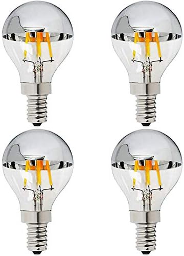 MaoTopCom E12 Наполовина Хромирана лампа с регулируема яркост от 4 W (еквивалент на 40 Вата), led крушки-Свещници, топъл Бял 2700 До 400Лм, Реколта лампа с нажежаема жичка G14 (G45) съ?