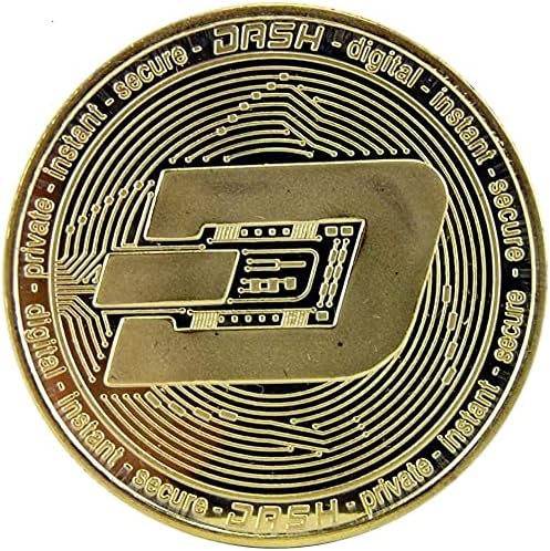 Dash | Криптовалюта Виртуална Валута | Позлатен Художествена Монета Challenge Лъки Coin Подарък са подбрани Монета с Пластмасова Кутия