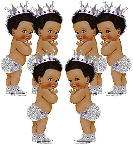 ArtPaperWonders Сребърен Принц С Изрезки Афроамериканский Кралския Декор за детска душата на Рожден Ден (9 инча)