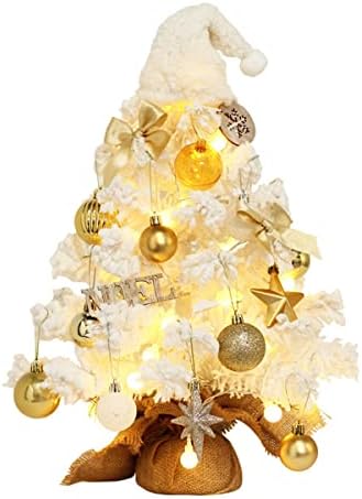 PetPhindU Изкуствена Коледна Елха Украса за Коледните Декор Плотове Предварително осветени Предварително Украсена с Мини-Коледна Елха Изкуствена Коледна Елха Предварително Осветени Коледно Дърво, Мини Коледно Дърво