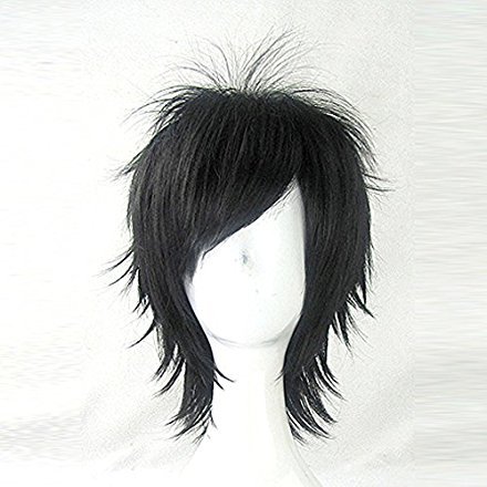 Детски перука за cosplay ДЕТЕКТИВ КОНАН, черен, кратък, 35 см, директен, за парти (черен)