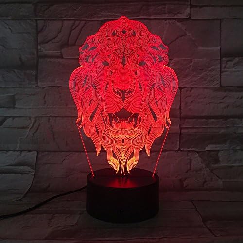 Лека нощ с участието на Лице на Лъв, 7 Цвята, Променящи Животни, Led Нощни Лампи, 3D Led Настолна Лампа като Декорация на Дома
