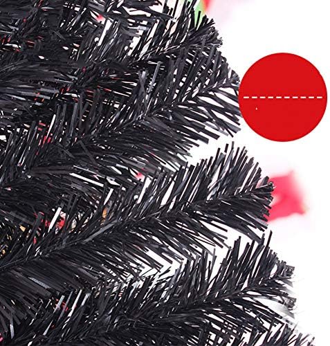 DLPY 6 фута Черна Изкуствена Коледна елха Класическа Смърч Премиум-клас На панти с Метална стойка, Сгъване за Празнична украса-Черен 6 фута (180 см)