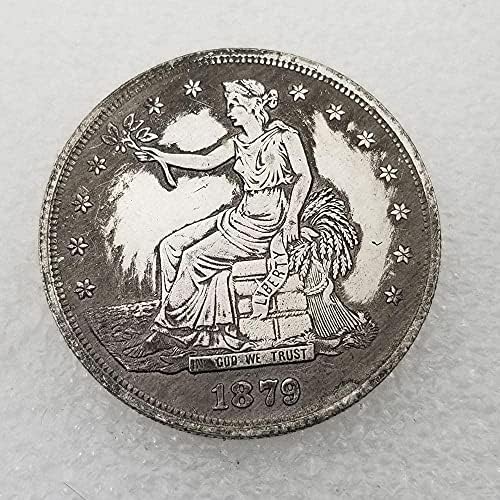 Старинни Занаяти Америка 1879 сребърно покритие Месинг и една Стара Сребърна Доларова монета 0046/0046a