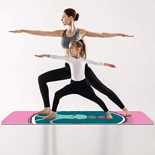 Дебел нескользящий постелката за йога и фитнес Unicey 1/4 с хубав принтом под формата на Розов Октопод за практикуване на Йога, Пилатес и фитнес на пода (61x183 см)