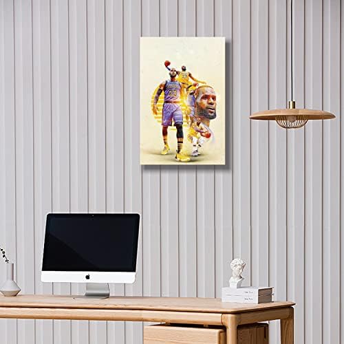 Плакат на краля баскетбол Джеймс, Художествена печат суперзвезда Джеймс 16 x 24, Стенни художествена печат - Отличен подарък за любителите на баскетбола, деца и възра?