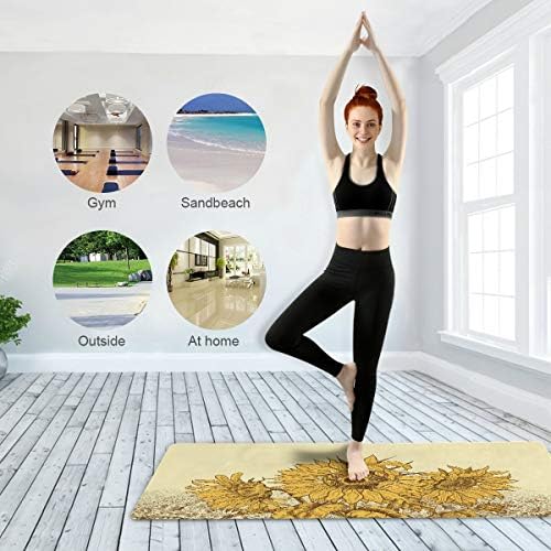 Килимче за йога Qilmy Sunflowers, Нескользящий Текстурный професионален килимче за йога, в Екологично Чист подложка за практикуване на йога, пилатес и свободния упражнения, (71 x 26 x 1 мм)