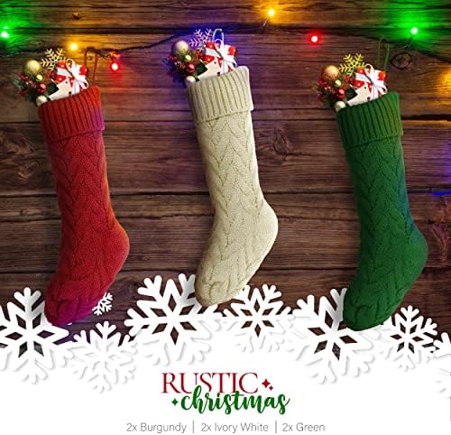 Коледни чорапи BzBirds, 6 опаковки, Коледни Чорапи премиум-клас 18 Инча на Едро за коледни подаръци и украса за семейството, Коледни Чорапи, Гигантски плетени - Чорапогащ