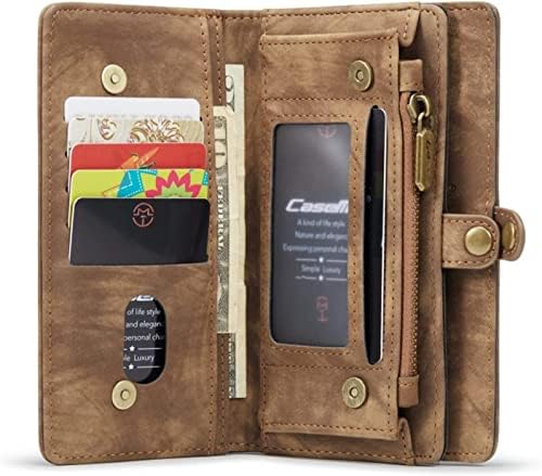 Чанта-портфейл COEPMG за iPhone 13/13 Mini/Pro 13/13 Pro Max, Магнитен Защитен Флип калъф от изкуствена кожа с отделения за карти, RFID-блок, Противоударная поставка (Цвят: кафяв размер: 13pro max 6,7 )