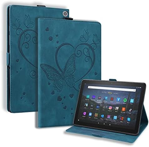 Калъф за таблет Kindle Fire HD 10 Tablet Case & Fire HD 10 Plus Case (11-то поколение, випуск 2021 година), Сгъваема поставка с релефни изображения на пеперуди, Защитен калъф, устойчив на удари флип калъф от изкуствена