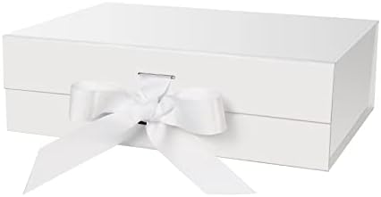 DaiJoob Голям Розов подарък кутия с капак за подарък 13x9x4 инча с панделка и магнитна закопчалка (опаковка от 1)