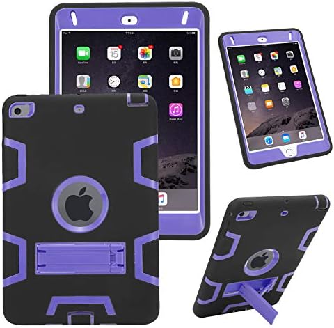 Модерен калъф за ipad Mini 5 case 2019, Сверхпрочный Здрав Трислоен Хибриден Защитен калъф с поставка, устойчив на удари Детски калъф за iPad Mini 5-то поколение (черен)