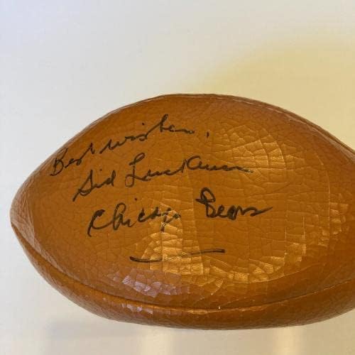 РЯДКО Футболна топка с автограф на Сид Лакмана, подписана през 1960-те години Chicago Bears JSA COA - Футболни топки с автографи