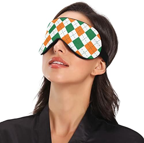 Маска за очи Унисекс За сън St-Patrick-Зелено-Оранжева-Клетчатая Маска За Нощен Сън Удобен Капак за очите