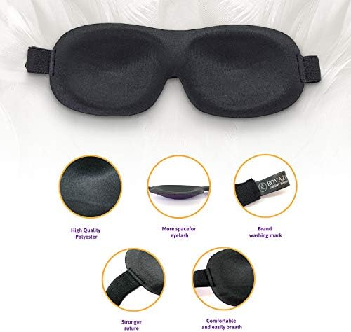 ROVAZO - Пътен набор от 3D–маска за сън и берушей за уши, 2 опаковки - Сверхмягкие Контур Регулируеми затемняющие сенки за очи - Висококачествени, удобни силиконови тапи за уши - за самолетиков и през деня спи - Бонус