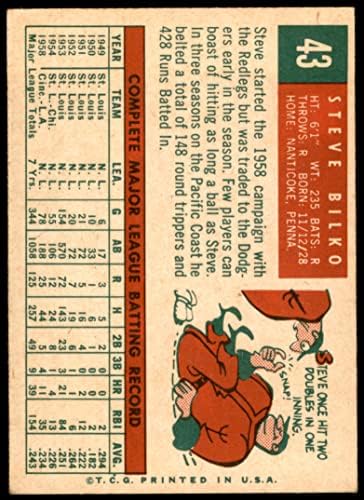 1959 Topps 43 Стив Билко Лос Анджелис Доджърс (Бейзбол карта) VG/БИВШ Доджърс