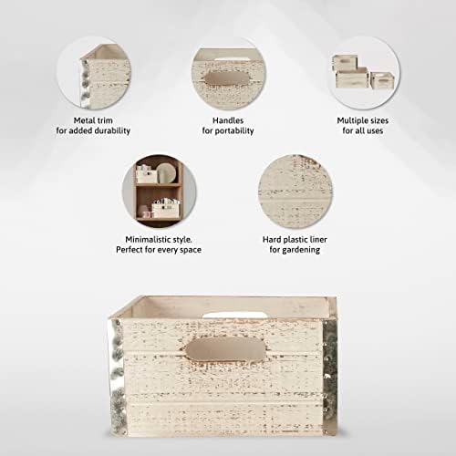 Wald Внос - Комплект от 3 Потертых боядисани в бяло дървени кутии за съхранение - Набор от Декоративни дървени кутии за декорация на дома и демонстрации - Винтажное склад за стоки от бита