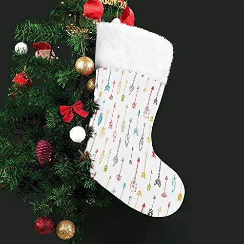 Цветни Стрелка, Червени Коледни Празници Чорапи, Украса за Дома, Коледна Елха, Висящи Чорапи за Камината