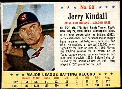 1963 Post Cereal 68 Джери Киндалл Кливланд Индианс (Бейзболна картичка) EX/MT Indians