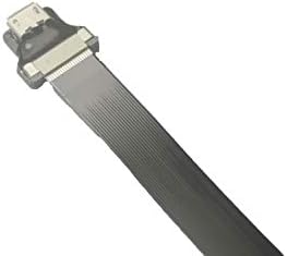 Постоянен Ултра Плосък Тънък лента гъвкав кабел Micro USB с наклон под ъгъл 90 градуса от щепсела до штекеру Micro USB за синхронизация и зареждане на Черен (5 см)