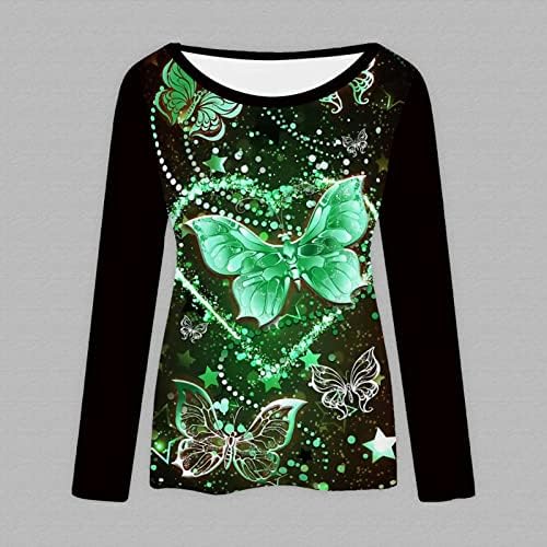 KCJGIKPOK Дамски Модни Ризи с дълъг ръкав, Hoody с 3D Принтом Пеперуди и кръгло деколте, Ежедневни Графични Тениски, Свободна Блуза, Блузи