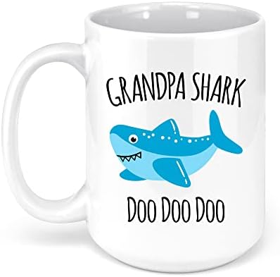 Exxtra Gifts Дедушкина чаша с акули - Дедушкина чаша - Подарък за дядо си - Подарък за рождения Ден на внуците си - Коледна кафеена чаша подарък - 15 грама