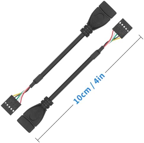 Кабел Duttek USB Запис-USB Кабел-адаптер за USB 2.0 за дънната платка, USB 2.0 Type A за свързване до 9-номера за контакт конектора Dupont за свързване към дънната платка (2 опаковки от 0,1 м)