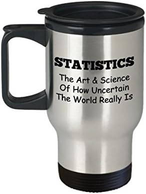 Статистик Счетоводител Кафеена Чаша За пътуване Най-Забавната Уникална Статистика Чаена Чаша е Идеална идея за Мъже Жени Статистика на изкуството и науката за това, колко несигурни в действителност е светът