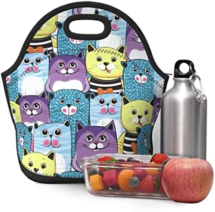 CCBUY Сладко чанта за обяд за Деца, Момичета, Жени, Обяд-бокс за училището за Пикник, Къмпинг, Органайзер за Плодове и напитки, чанти-хладилници за котки (Цвят: A, Размер: 29x14x28 см)